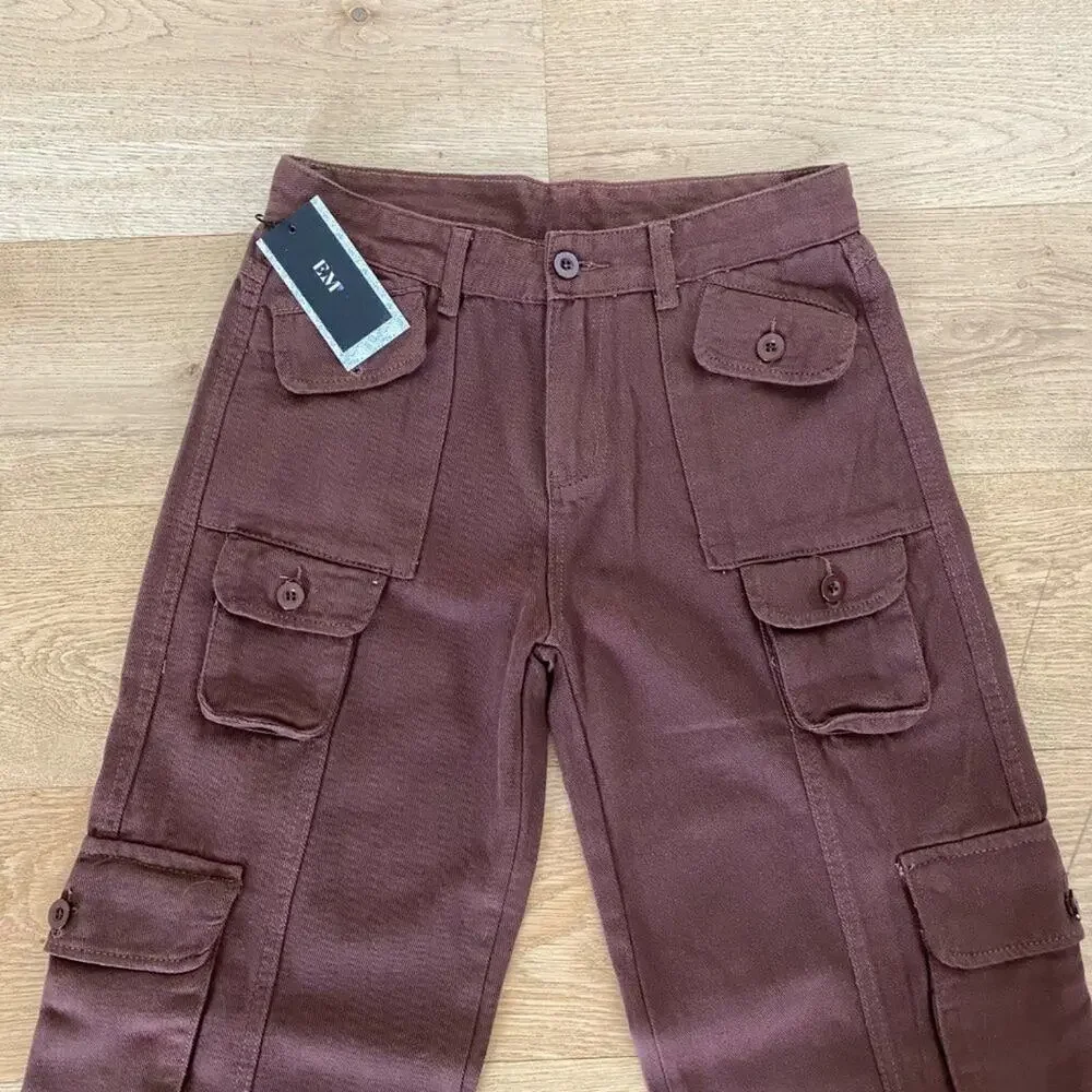 EM - Wide Leg Carpenter Cargo Pants in Brown